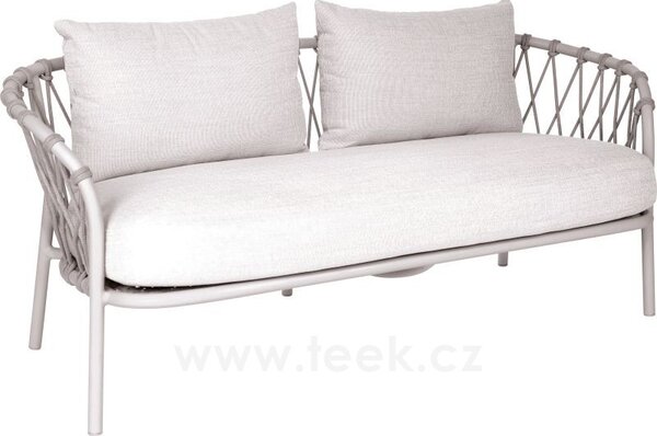 Stern Pohovka 2-místná Klea, Stern, 151x54x46 cm, rám hliník antracit, výplet lanko Stone, sedáky 100% akryl Vanilla