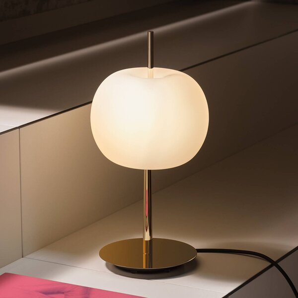 Kdln KDLN LED stolní lampa KUSHI, mosaz, výška 32 cm, stmívač, stmívatelný, Mosaz / zlato, Obývací pokoj / jídelna, Sklo, Design