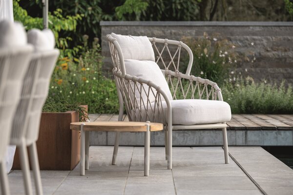 Stern Nízké křeslo Klea s vysokou opěrkou, Stern, rám hliník antracit mat, výplet lanko Stone, sedáky 100% akryl Pearl Grey