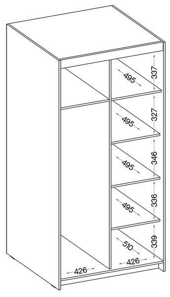 Šatní skříň ELENA 2D 1L + zrcadla + nástavec | 89,7 cm | dub lefkas