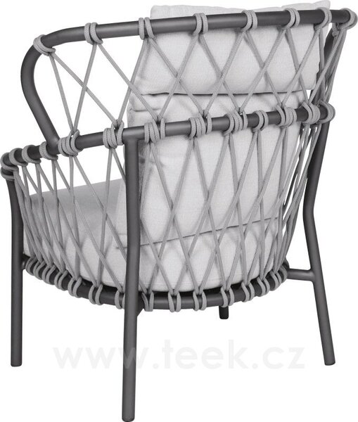 Stern Nízké křeslo Klea s vysokou opěrkou, Stern, rám hliník antracit mat, výplet lanko Stone, sedáky 100% akryl Pearl Grey