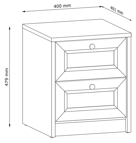 Noční stolek REL SN | 40 cm | bílá | lamino o síle 18 mm + ozdobné MDF lišty 18 mm