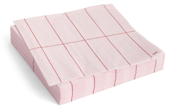 Papírové ubrousky Pattern Lunch Light Pink/Red Grid – set 20 ks