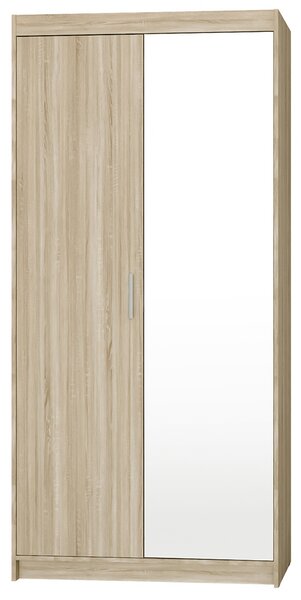 Šatní skříň ELENA 2D 1L + zrcadlo | 89,7 cm | dub sonoma