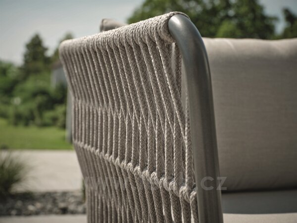 Stern Jídelní lavice bez područek Marla, Stern, 180x73x86 cm, rám hliník antracite, výplet lanko Salt, sedáky 100% akryl Grey Brown