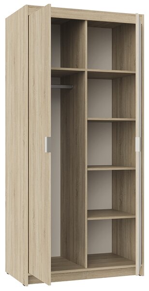 Šatní skříň ELENA 2D 1L + zrcadlo | 89,7 cm | dub sonoma