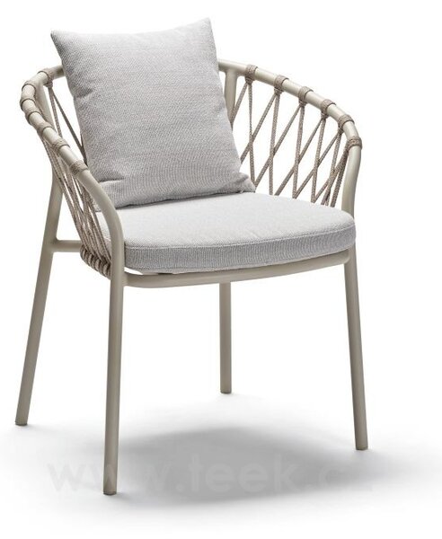 Stern Jídelní křeslo Klea, Stern, rám hliník antracit, výplet lanko Stone, sedáky 100% akryl Vanilla