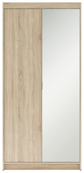 Šatní skříň ELENA 2D 1L + zrcadlo | 89,7 cm | dub sonoma