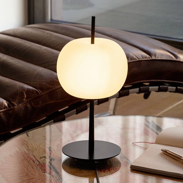 Kdln LED stolní lampa KUSHI, černá, výška 32 cm, stmívač, stmívatelný, Černá, Obývací pokoj / jídelna, Sklo, Design