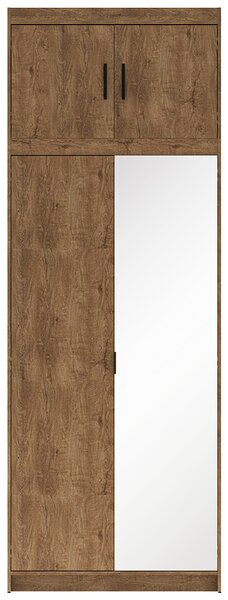 Šatní skříň ELENA 2D 1L + zrcadla + nástavec | 89,7 cm | dub lefkas