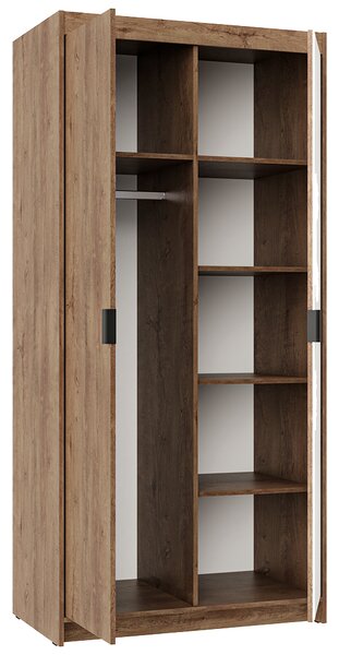 Šatní skříň ELENA 2D 1L + zrcadlo | 89,7 cm | dub lefkas
