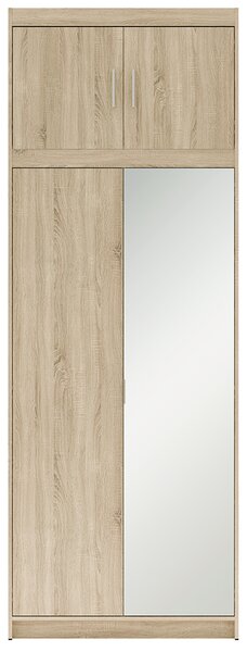 Šatní skříň ELENA 2D 1L + zrcadlo + nástavec | 89,7 cm | dub sonoma