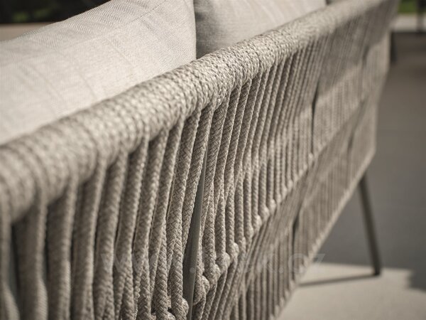 Stern Jídelní lavice bez područek Marla, Stern, 180x73x86 cm, rám hliník antracite, výplet lanko Salt, sedáky 100% akryl Grey Brown