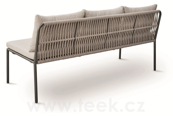 Stern Jídelní lavice bez područek Marla, Stern, 180x73x86 cm, rám hliník antracite, výplet lanko Salt, sedáky 100% akryl Grey Brown