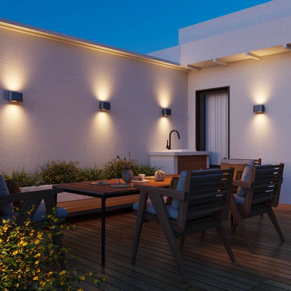 Calex LED venkovní nástěnné svítidlo Potenza up/down, IP44, černá/zlatá, Černá, Chodba, Hliník, Moderní