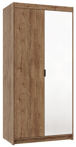 Šatní skříň ELENA 2D 1L + zrcadla + nástavec | 89,7 cm | dub lefkas