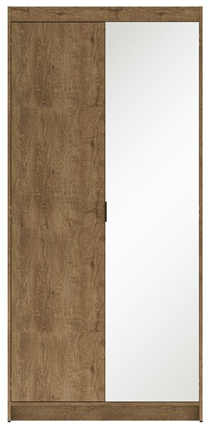 Šatní skříň ELENA 2D 1L + zrcadla + nástavec | 89,7 cm | dub lefkas