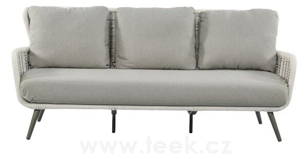 Apple Bee 3-místná pohovka Key Largo, Apple Bee, 205x92x93 cm rám hliník barva,výplet lanko Twisted Ivory, sedáky venkovní látka Bouclé Taupe