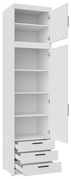 Šatní skříň ELENA + nástavce | sestava 475,5 cm | bílá