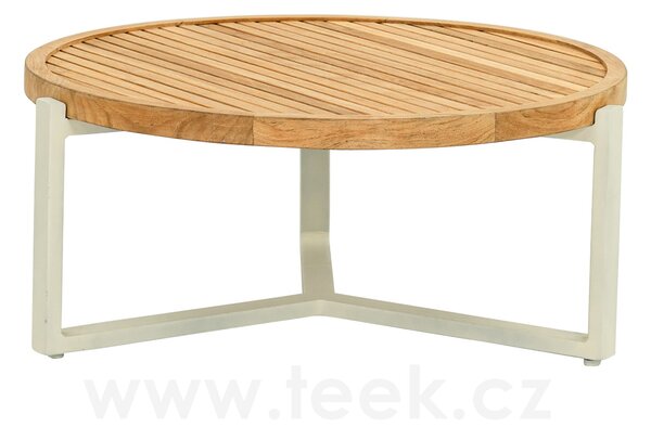 Apple Bee Konferenční stolek Monaco, Apple Bee, kulatý 75x34 cm, rám hliník Black (černá), deska teak
