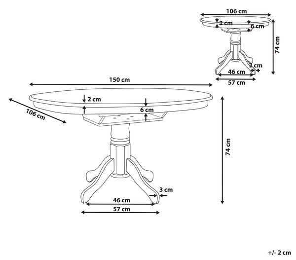 Rozkládací jídelní stůl AKRON Bílá 106/150 cm 106 cm