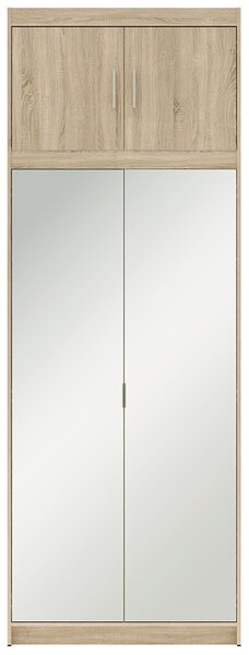 Šatní skříň ELENA 2D + zrcadla + nástavec | 89,7 cm | dub sonoma