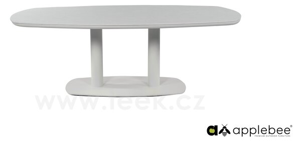 Apple Bee Jídelní stůl Melville, Apple Bee, oválný 220x110x77 cm, rám lakovaný hliník barva Oyster (krémová), deska keramický kompozit dekor Oyster