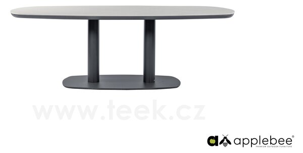 Apple Bee Jídelní stůl Melville, Apple Bee, oválný 220x110x77 cm, rám lakovaný hliník barva Oyster (krémová), deska keramický kompozit dekor Oyster