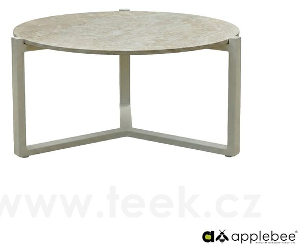 Apple Bee Konferenční stolek Monaco, Apple Bee, kulatý 75x34 cm, rám hliník Black (černý), deska keramický kompozit dekor Cream