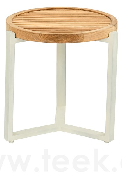 Apple Bee Konferenční stolek Monaco, Apple Bee, kulatý 45x48 cm, rám hliník Black (černý), deska teak