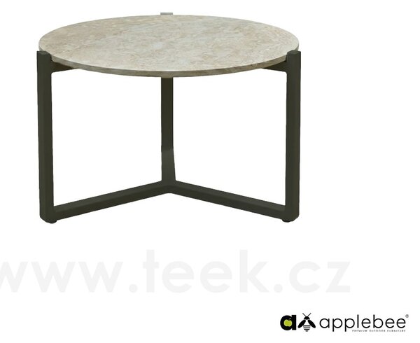 Apple Bee Konferenční stolek Monaco, Apple Bee, kulatý 60x41cm, rám hliník Black (černý), deska keramický kompozit dekor Cream