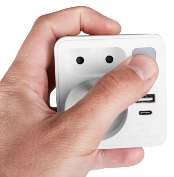 Rozbočovací zásuvka 2Z + USB-C + USB-A s LED osvětlením 0,5W/230V 3000K