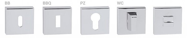 Dveřní rozeta MP TI HR 52x52 mm (OC), BBQ - otvor pro hrantý klíč, MP OC (chrom lesklý)