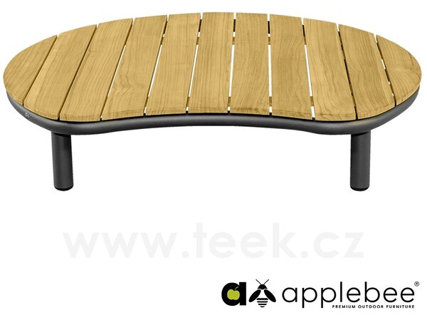 Apple Bee Konferenční stolek Moon Island, Apple Bee, oválný 110x90x24 cm, rám hliník Bronze, deska teak