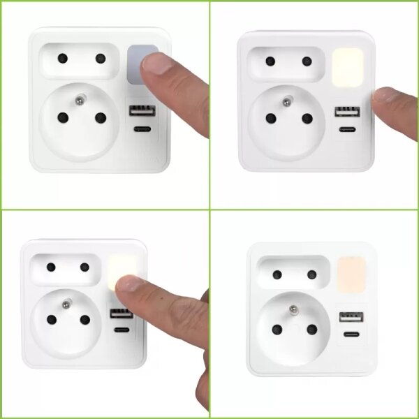 Rozbočovací zásuvka 2Z + USB-C + USB-A s LED osvětlením 0,5W/230V 3000K