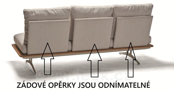 Stern Modulový díl 3-místný polohovací Enya 206x95x85 cm, Stern, rám teak/hliník barva greige, vč. zádových potahovaných opěrek (3ks), sedáky a polštáře (3ks) potah vanilla (100% akryl)