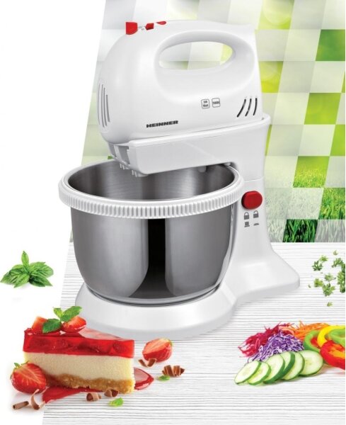 Heinner HMBR-300W - Ruční šlehač s otočnou mísou 300W/230V bílá