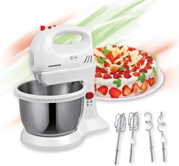 Heinner HMBR-300W - Ruční šlehač s otočnou mísou 300W/230V bílá