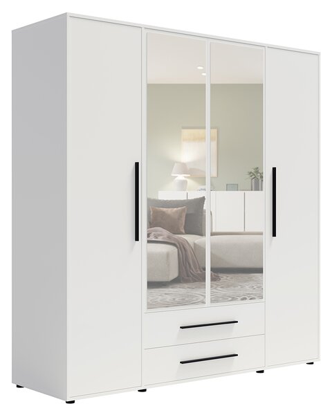 MAXIONE b | šatní skříň SZ4D2SZ MX-13 se zrcadly | 197,6 cm | bílá mat