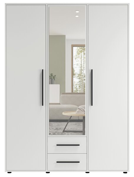 MAXIONE b | šatní skříň SZ3D2SZ MX-12 se zrcadlem | 150 cm | bílá mat