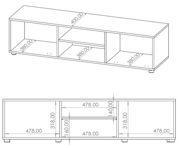 MAXIONE c | TV stolek RTV150 MX-09 | 150 cm | černá mat