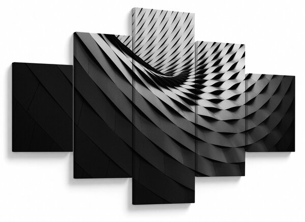 Abstraktní obraz - černobílá spirála (125x70 cm)