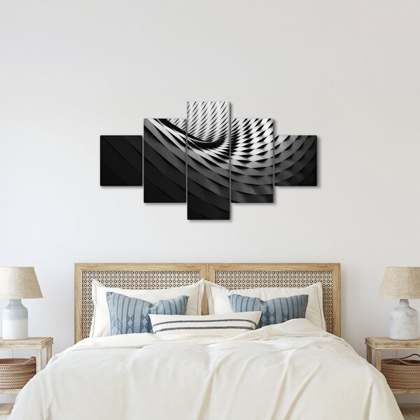 Abstraktní obraz - černobílá spirála (125x70 cm)