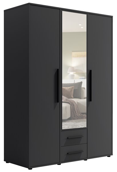 MAXIONE c | šatní skříň SZ3D2SZ MX-12 se zrcadlem | 150 cm | černá mat