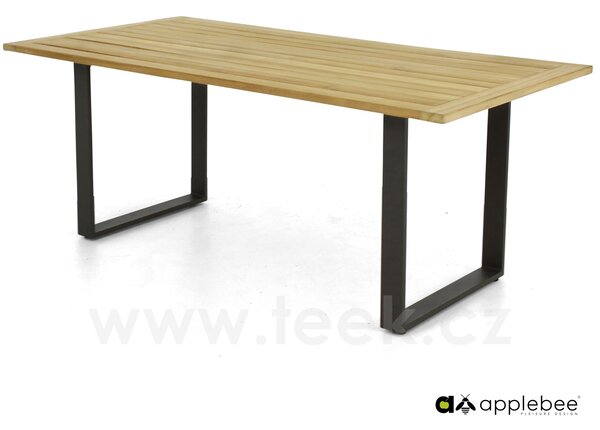 Apple Bee Jídelní stůl Condor, Apple Bee, 190x95 cm, rám hliník barva Black (černá), deska teak