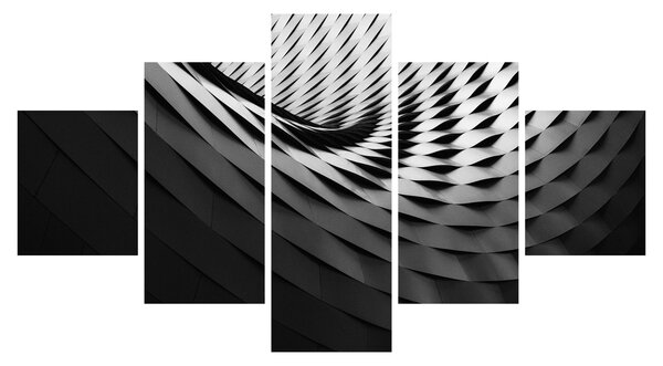 Abstraktní obraz - černobílá spirála (125x70 cm)