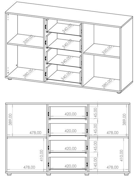 MAXIONE c | komoda K2D4SZ MX-02 | 150 cm | černá mat