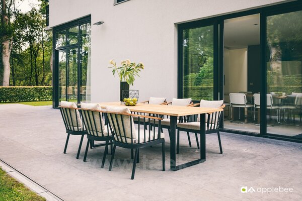 Apple Bee Jídelní stůl Condor, Apple Bee, 190x95 cm, rám hliník barva Black (černá), deska teak