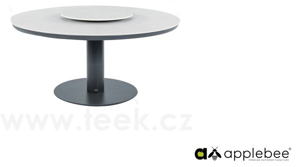 Apple Bee Jídelní stůl snížený low dining Melville, Apple Bee, kulatý 160x69,5cm, rám lakovaný hliník Taupe (šedobéžová), deska keramický kompozit dekor Light Grey