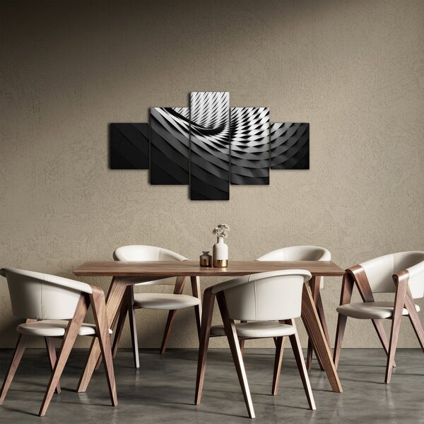 Abstraktní obraz - černobílá spirála (125x70 cm)